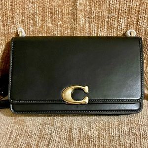 NWTs COACH Luxe Refined Calf Leather Bandit Crossbody Bag